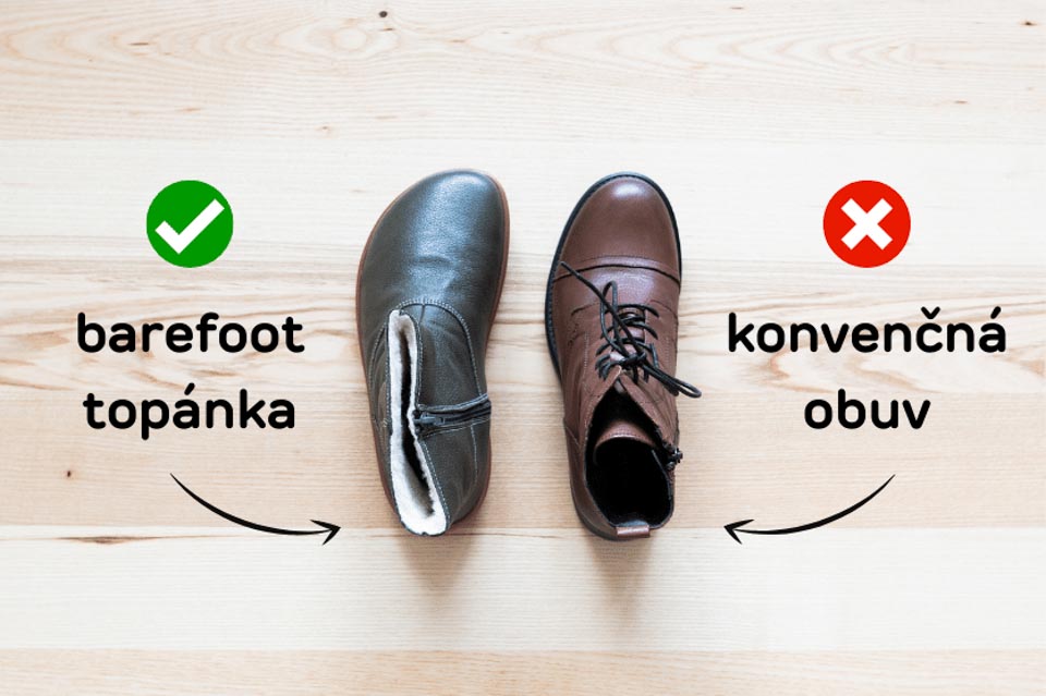 Rozdiel medzi barefoot topánkou a konvenčnou topánkou